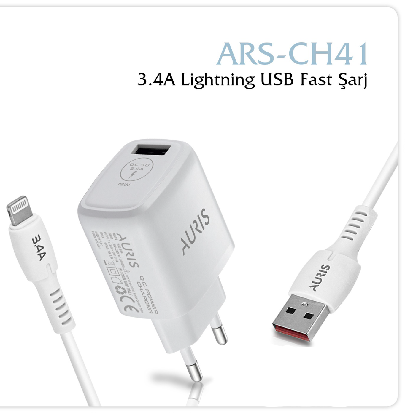 AURİS CH41 Lightning Fast Şarj Seti 3-4A iPhone Uyumlu